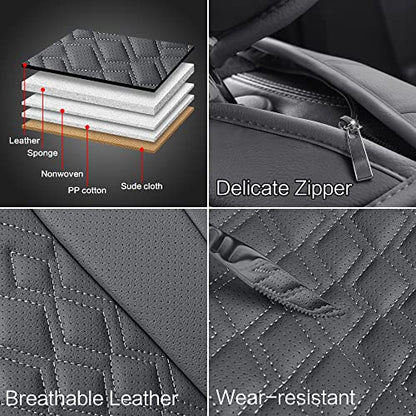 Leather Car Seat Covers Full Set (B-GRAY / FULL SET)