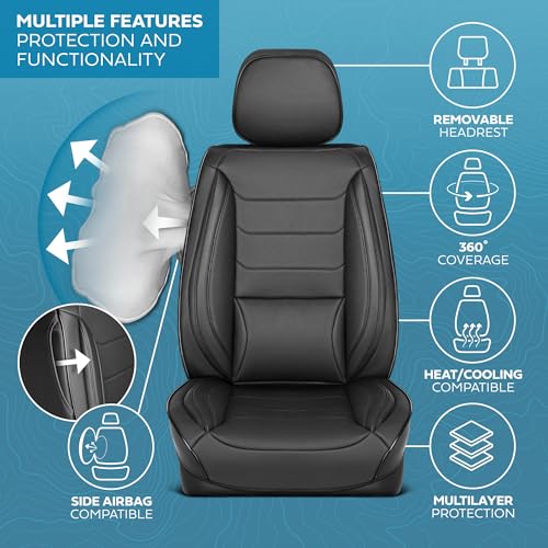 Curated Elite Leather Seat Covers for Cars & SUVs (Black (Elite) / Front Seats)