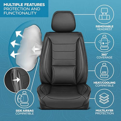 Curated Elite Leather Seat Covers for Cars & SUVs (Black (Elite) / Front Seats)