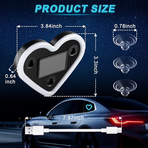 Heart Shaped Solar Powered Car LED Interior Ambient Light (Ice Blue / 1PCS)