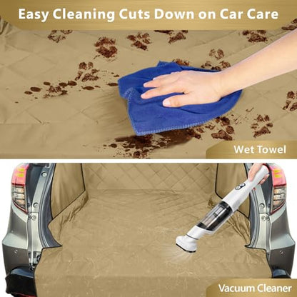 SUV Cargo Liner for Dogs (Khaki / Large Extended (With Flaps) 93")