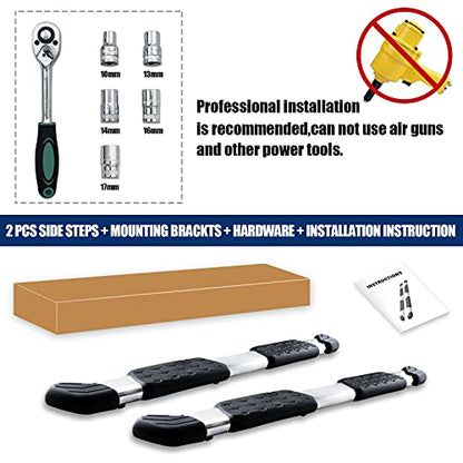 COMNOVA Side Steps Running Boards for Toyota Tundra Double Cab 2007 (Stainless Steel / Double Cab)