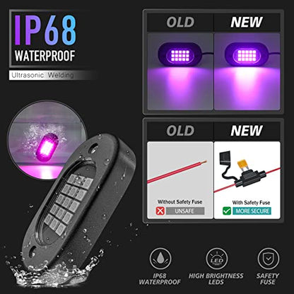 LED RGB Rock Lights for UTV ATV RZR 4 Pods with APP and Remote Control (RGB / 4 Pods)