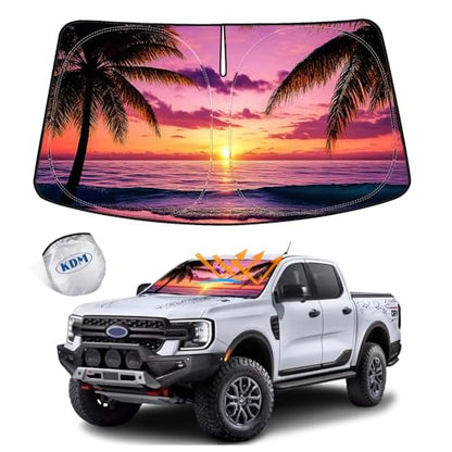 Sunset Beach Style Windshield Sun Shade for 2017 (for 2017-2024 Ford F250 F350-Sunset Beach)