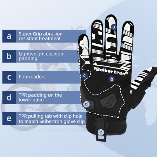 SPS 1 Unisex Touchscreen Road Racing Motorcycle MTB Sports Gloves Also fit BMX MX ATV Mountain Bike Bicycle Cycling Off (Black SPS-1 / M Youth)