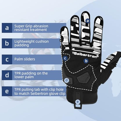 SPS 1 Unisex Touchscreen Road Racing Motorcycle MTB Sports Gloves Also fit BMX MX ATV Mountain Bike Bicycle Cycling Off (Black SPS-1 / M Youth)