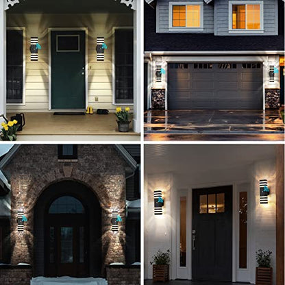 6 Pack Outdoor Porch Light Fixture Dusk to Dawn Black Exterior Wall Lights (Black / 3 Layer - 15 Inch)
