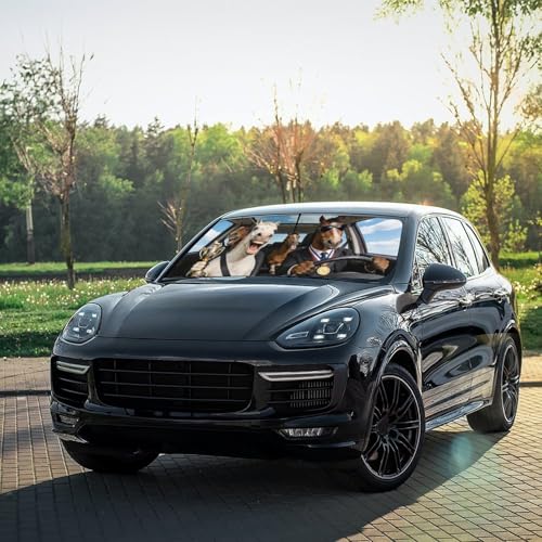 Horse Car Windshield Sun Shade Umbrella Bendable Handle Foldable Funny Horse Animal Driving Sunshade for Car Windshield Block UV Rays Keep Vehicle Cool for Most Sedans SUV Trucks 57"x30" (147*75cm,33*11cm / Funny Horses)