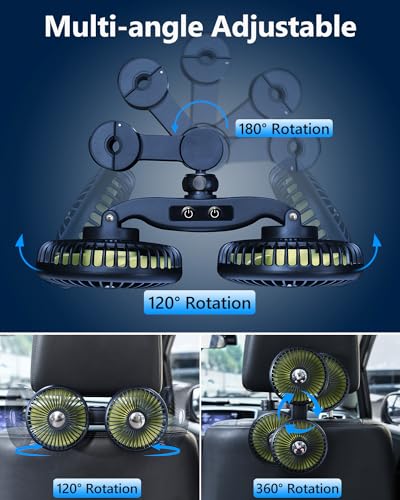 Dual Head Car Cooling Fans for Back Seat for Kids (Battery Powered)