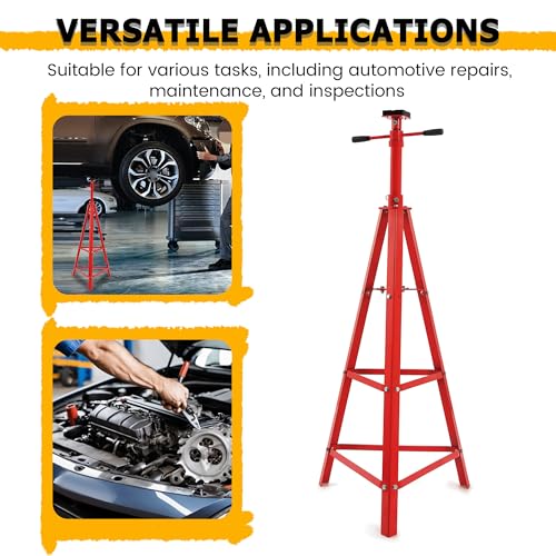 Adjustable Under Hoist Tripod Stand 2 Ton High Lift Jack Stand Reach (Red)