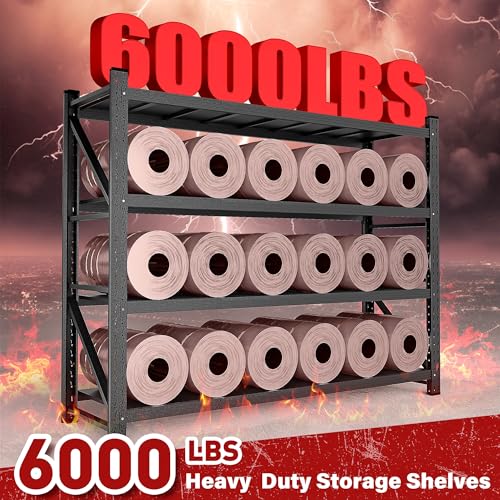 6000LBS Heavy Duty Garage Shelving Units (Matte Black / 79"Wx24"Dx79"H)
