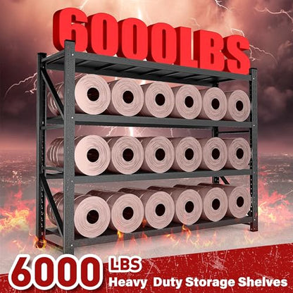 6000LBS Heavy Duty Garage Shelving Units (Matte Black / 79"Wx24"Dx79"H)