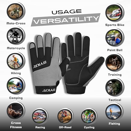 All Weather Motorcycle Gloves for Men & Women (Grey / Medium)