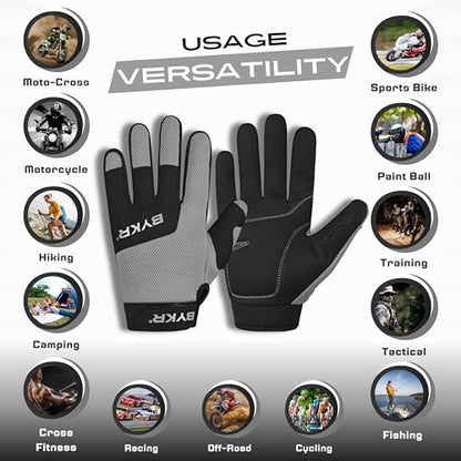All Weather Motorcycle Gloves for Men & Women (Grey / Medium)