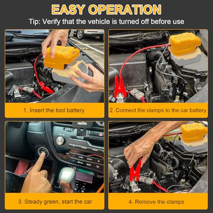 12V Jump Starter Adapter Compatible with Dewalt 20V (Yellow-1PACK)