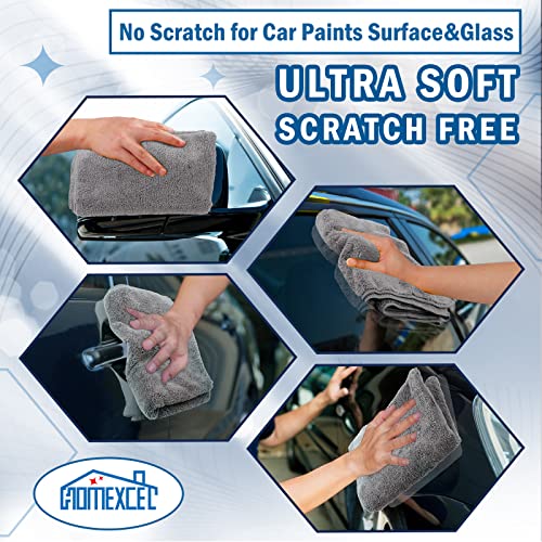 Professional Large Microfiber Car Drying Towels 2 Pack (Grey / 31 x 24 Inch)