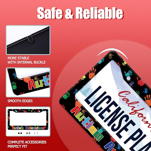 Autism Awareness Handprint Stainless Steel License Plate Frame for US Cars (Autism awareness)