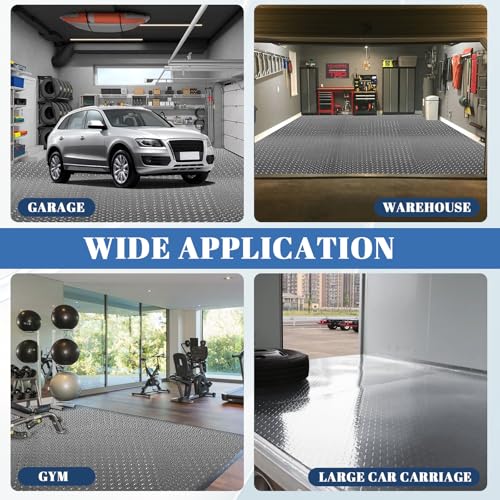 7.5Ft x 17Ft Rubber Flooring Mats 1.6mm Diamond Plate Flooring Roll (1.6mm-7.5Ft x 17Ft-Gray)
