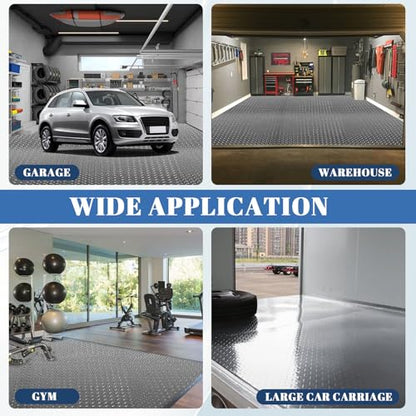 7.5Ft x 17Ft Rubber Flooring Mats 1.6mm Diamond Plate Flooring Roll (1.6mm-7.5Ft x 17Ft-Gray)