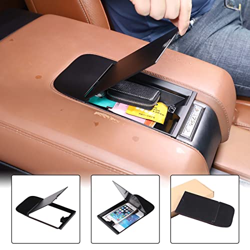 Car Armrest Hidden Storage Box Compatible with Toyota Tundra 2014 (Matte Black)
