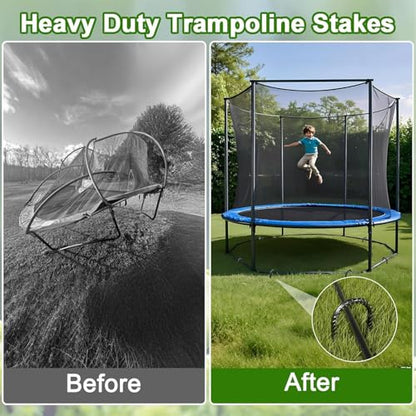 Trampoline Stakes Heavy Duty 12 Inch Trampoline Anchors High Wind (U-12 Inch-12 Pcs / U-12 Inch-Φ5/16"-Black)