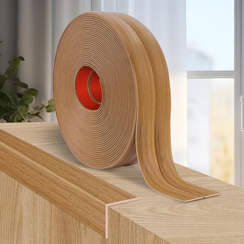 Wall Corner Protector Peel and Stick Corner Trim Molding (2.4 In x 10 Ft / Light Brown Wood)