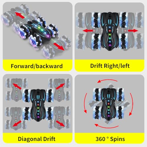 Upgraged Gesture Sensing RC Stunt Car with Lights & Music (Deep Blue / 1:18)