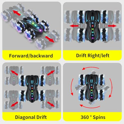Upgraged Gesture Sensing RC Stunt Car with Lights & Music (Deep Blue / 1:18)