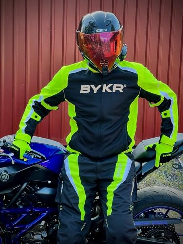 All Weather Motorcycle Gloves for Men & Women (Fluorescent Green / X-Large)
