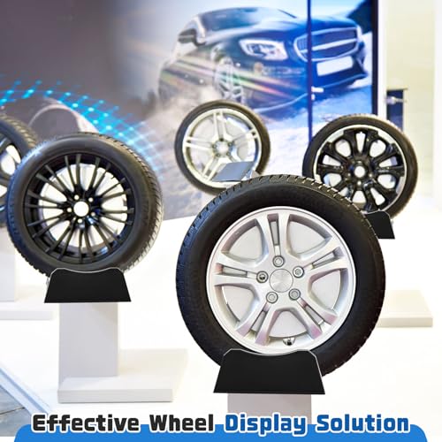 4 Pcs Car Tire Display Stand Wheel Display Rack Adjustable Width Rim Storage Wheel Rim Holder Tyre Stand Base Tire Tray Base for Exhibition Shop Garage Trade Show