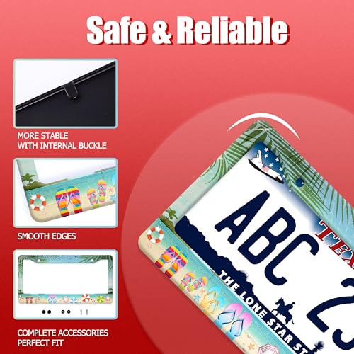 Beach Flip Flops Stainless Steel License Plate Frame for US Cars Decor (Beach Flip Flops)