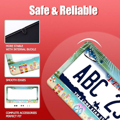 Beach Flip Flops Stainless Steel License Plate Frame for US Cars Decor (Beach Flip Flops)