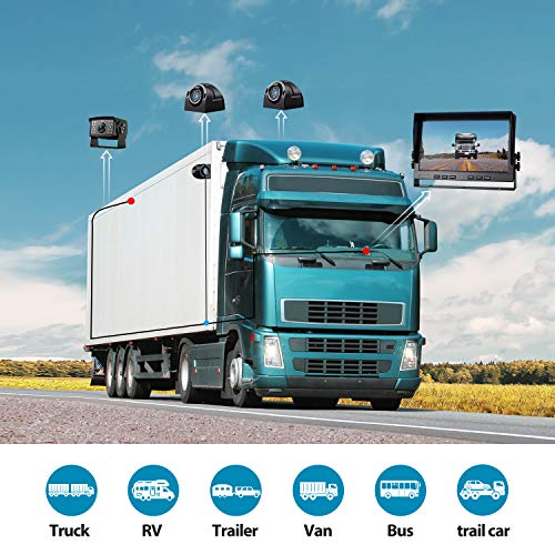 HD 1080P 10" Wired Backup Camera System Rear and Side Coverage (Jet Black / 10 inches)