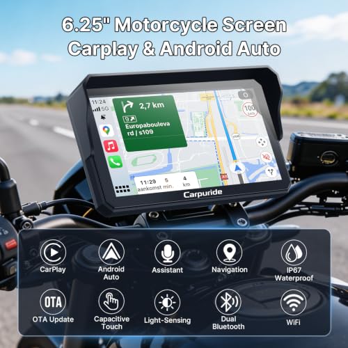 W602 6.25" Motorcycle CarPlay Android Auto Screen GPS Navigation