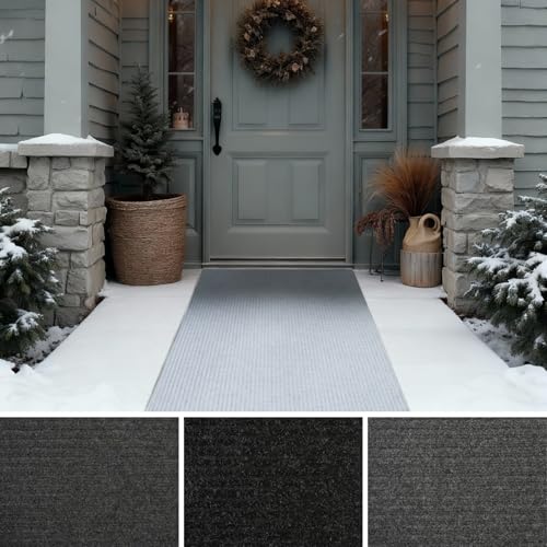 Ribbed Hallway Runner Rug (3'x28' / Grey)