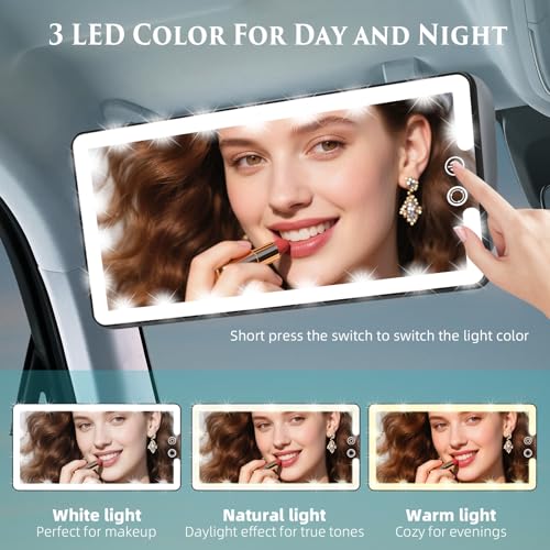 Car Visor Vanity Mirror with Light (Black / (1pcs))