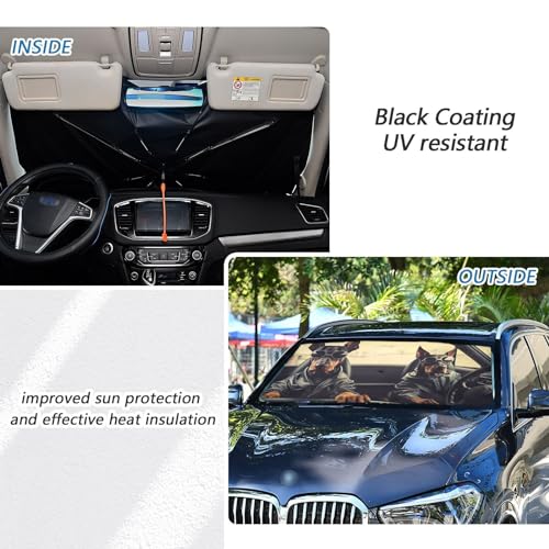 Windshield Sun Shade Umbrella Doberman Driving Foldable Car Front Window Sunshade Blocks UV Rays Heat Keep Vehicle Cool 55"x27.5" (multi 5)