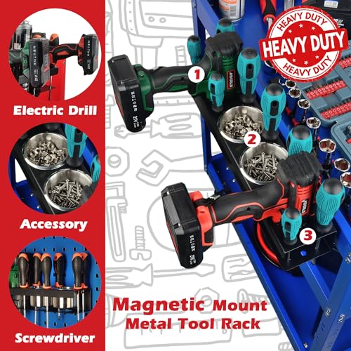 Power Tool Organizer Rack (Magnetic Power Tool Organizer with Parts Cup)