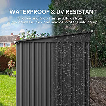 6x4 FT Outdoor Shed (Dark Gray / 6' x 4' FT/Sloped-roof)