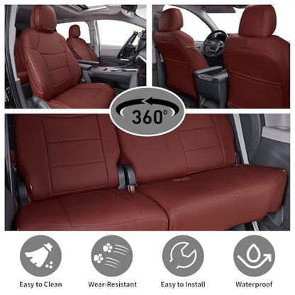 Sienna Seat Covers for 2021 2022 2023 2024 2025 2026 Toyota Sienna LE (Leather (Burgundy) / 2021-2026 8 Seats, 2nd Row 4/2/4 Split)