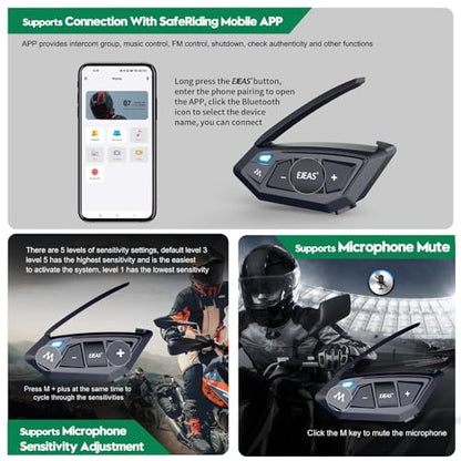 Motorcycle Bluetooth intercom MS20 2000m Helmet Intercom (2 pack)
