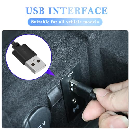 4-in-1 Car LED Lights Interior with USB Port,Ambient Neon Car Door Lights Kit for CCar Decor,Party,Music,Gift,Universal CCar Pedal Light Interior Accessories for Wonmen & Men (Blue) (Blue)