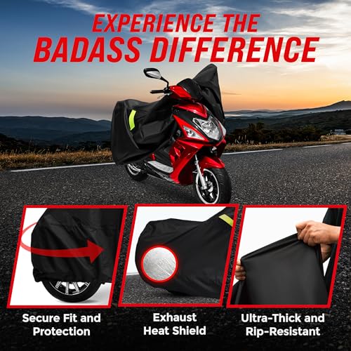 Waterproof Scooter & Moped Cover for Vespa (Badass Black / [SCOOTER] 80"L x 36"W x 47"H)