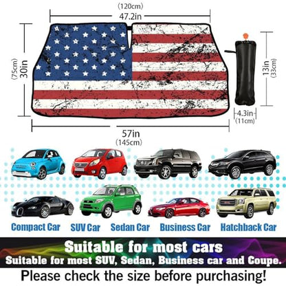 American Flag Car Windshield Sun Shade Umbrella Patriot Sunshade (57X31 Inch / Color-USA2)