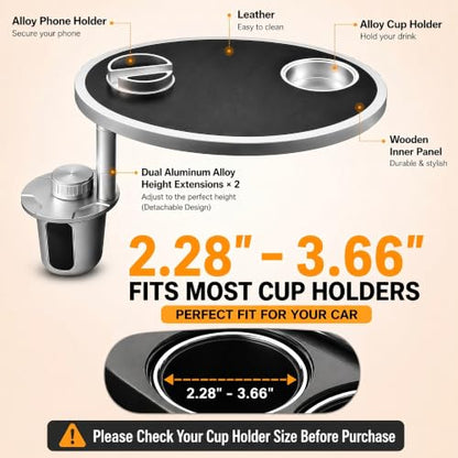 Car Desk for Laptop 360° Rotating Tesla Tray with Cup Holder Phone Stand (𝗥𝗼𝘂𝗻𝗱 · Black / 𝗔𝗺𝗮𝘇𝗼𝗻 𝗖𝗵𝗼𝗶𝗰𝗲)
