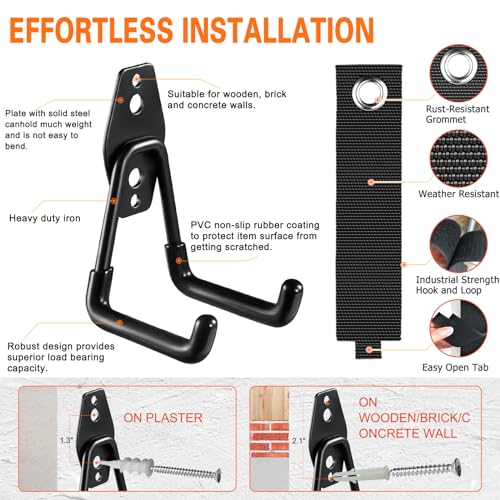 26 Pack Garage Hooks Heavy Duty Utility Steel with Anti (26 Pack Black)