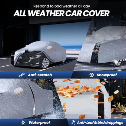 Multi Layer Car Cover Custom Fit for Mazda 3 Sedan (W.Custom Fit Mazda 3 Sedan / White Car Cover)