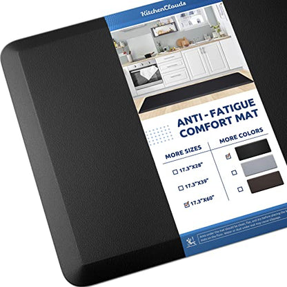 Kitchen Mat Cushioned Anti Fatigue Rug Standing and Comfort Floor Mats (Black / 60"L x 17.3"W x 0.5"Th)