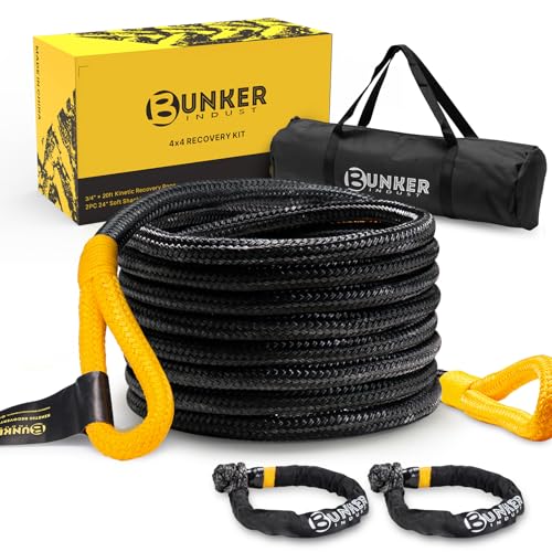 3 4in×20ft Kinetic Recovery Rope with 2 Soft Shackles Kit (3/4in×20ft)
