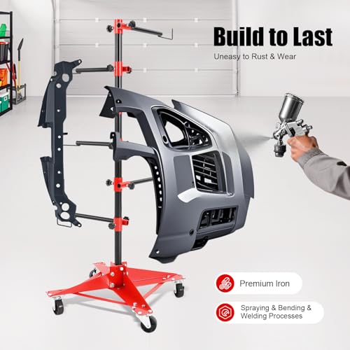 Panel Tree Stand for Painting Rotatable FreeStanding Panel Paint Holder with Wheels Adjustable Center Post for Hang Automotive Doors Fenders Bumpers (18.5*18.5*47.24 in)